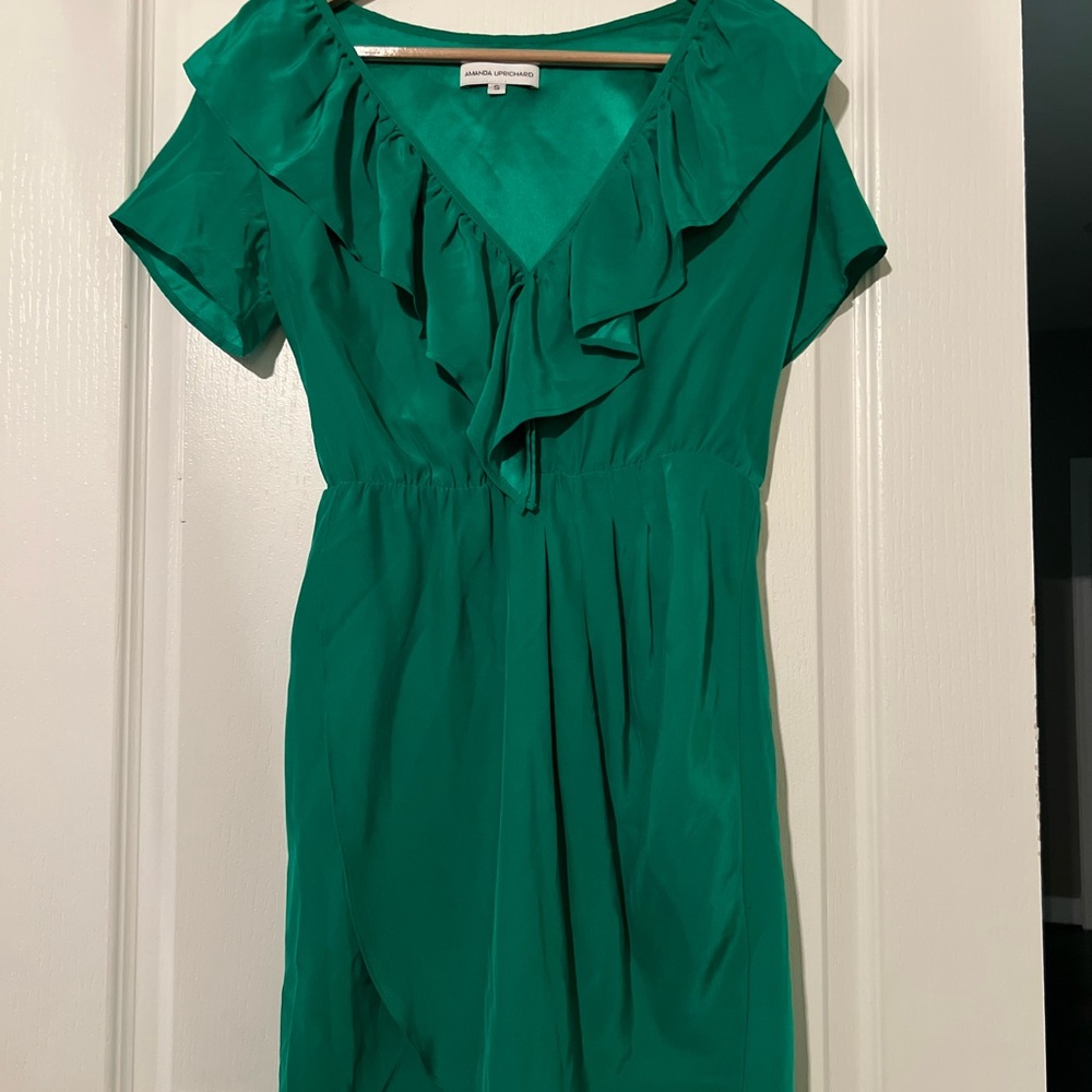 Amanda Uprichard Teal Ruffle Mini Dress